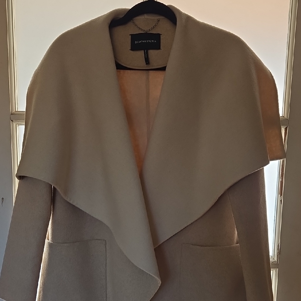 BCBGMaxAzria Cream Draped Coat